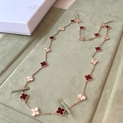 [OAK JURI]CLOVER 20 MOTIFS LASER CARNELIAN NECKLACE