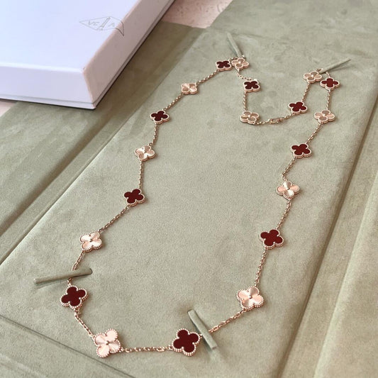 [OAK JURI]CLOVER 20 MOTIFS LASER CARNELIAN NECKLACE