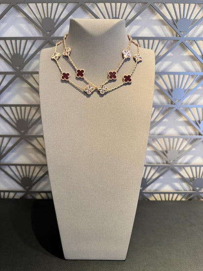 [OAK JURI]CLOVER 20 MOTIFS LASER CARNELIAN NECKLACE