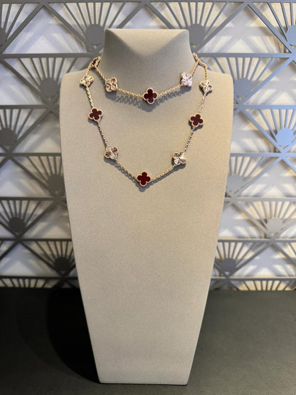 [OAK JURI]CLOVER 20 MOTIFS LASER CARNELIAN NECKLACE