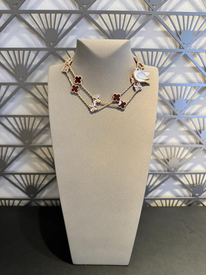 [OAK JURI]CLOVER 20 MOTIFS LASER CARNELIAN NECKLACE