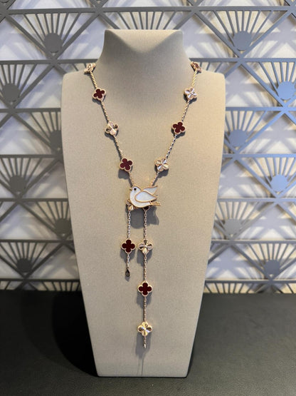 [OAK JURI]CLOVER 20 MOTIFS LASER CARNELIAN NECKLACE