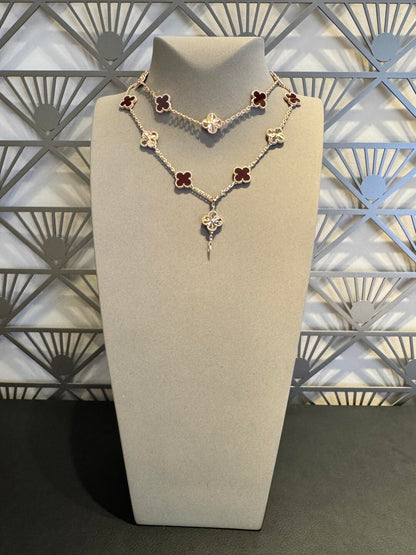 [OAK JURI]CLOVER 20 MOTIFS LASER CARNELIAN NECKLACE