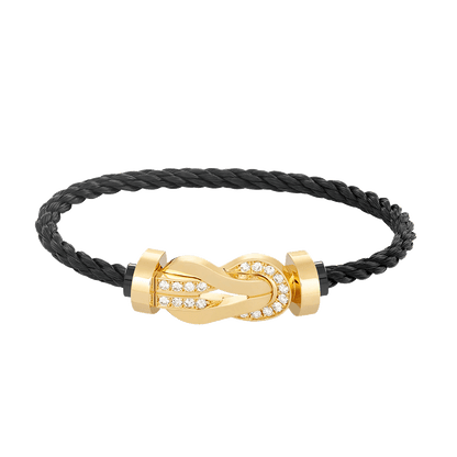 [OAK JURI]CHANCE LARGE 8 FIGURE BUCKLE HALF DIAMOND BRACELET GOLD