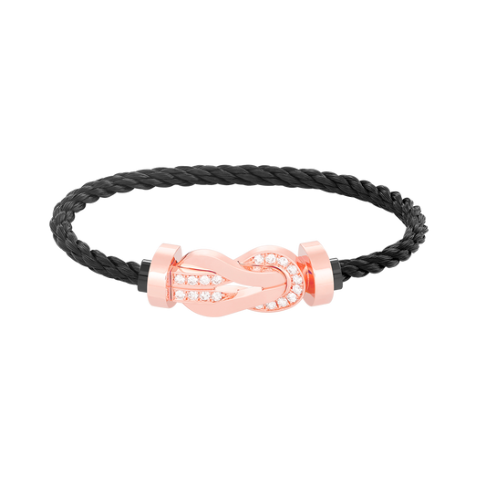 [OAK JURI]CHANCE LARGE 8 FIGURE BUCKLE HALF DIAMOND BRACELET ROSE GOLD