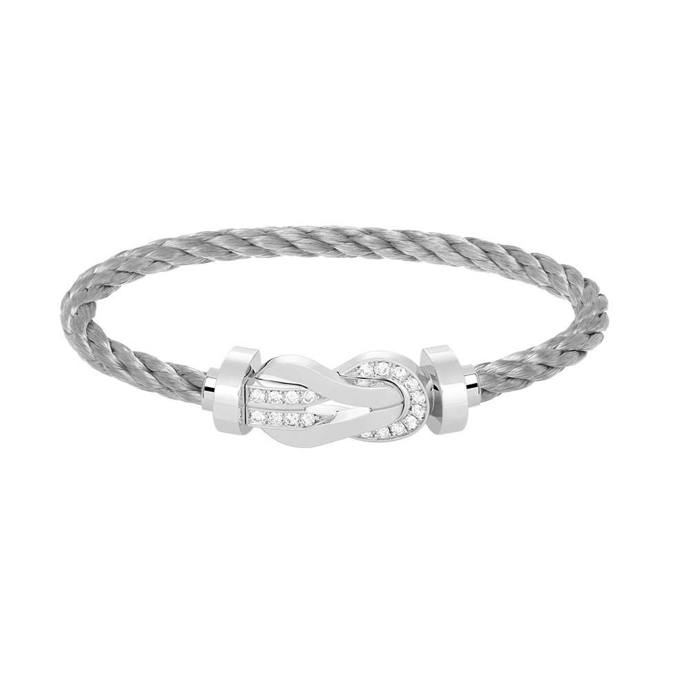 [OAK JURI]CHANCE LARGE 8 FIGURE BUCKLE HALF DIAMOND BRACELET SILVER