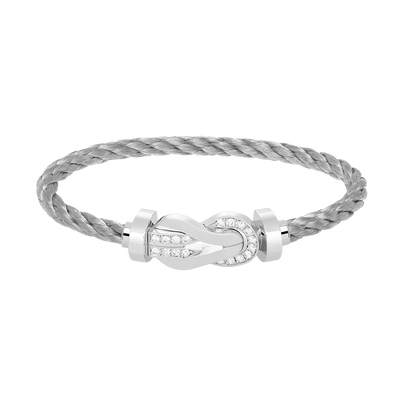 [OAK JURI]CHANCE LARGE 8 FIGURE BUCKLE HALF DIAMOND BRACELET SILVER