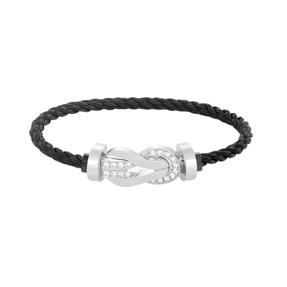 [OAK JURI]CHANCE LARGE 8 FIGURE BUCKLE HALF DIAMOND BRACELET SILVER