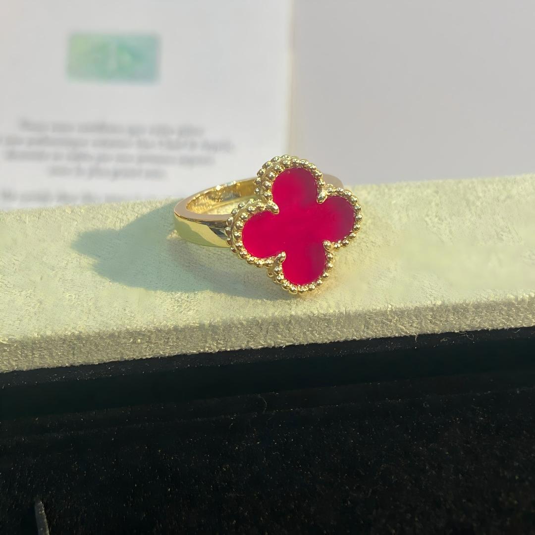 [OAK JURI]NEW CLOVER PINK ENAMEL RINGS