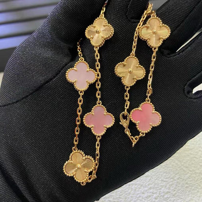 [OAK JURI]CLOVER 10 MOTIFS  LASER PINK MOP NECKLACE