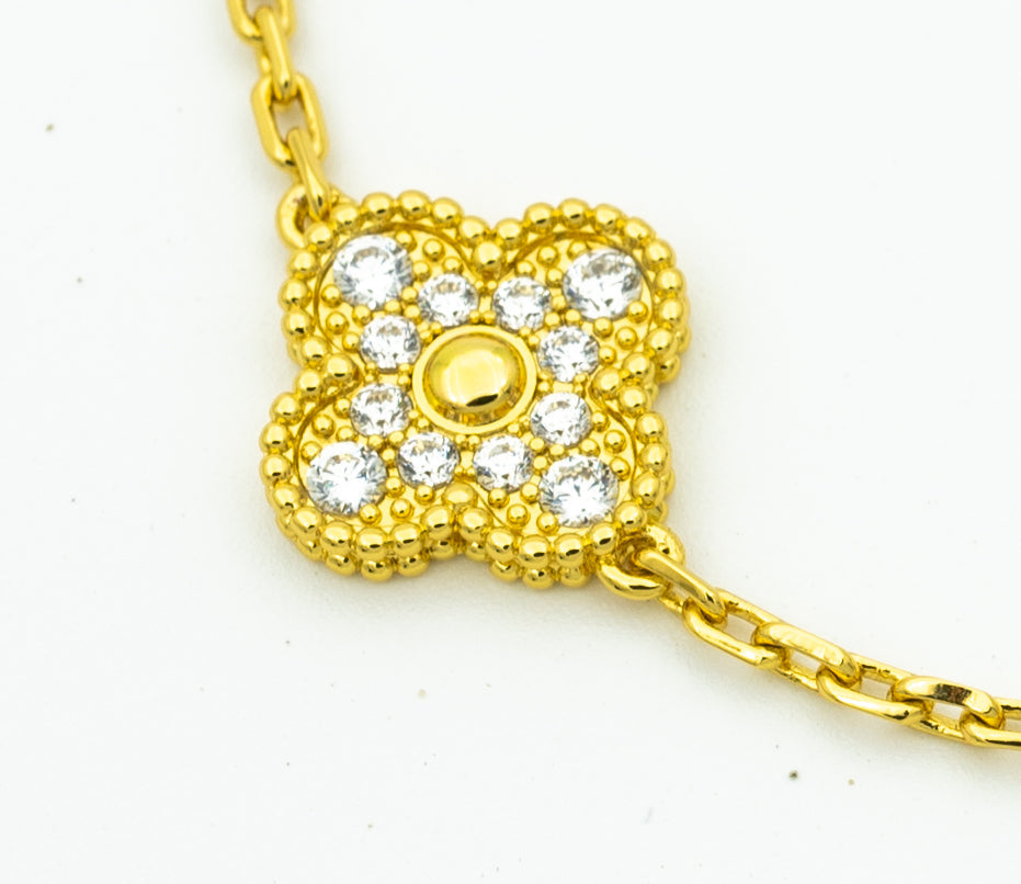 [OAK JURI]CLOVER BRACELET 5 MOTIFS GOLD DIAMOND