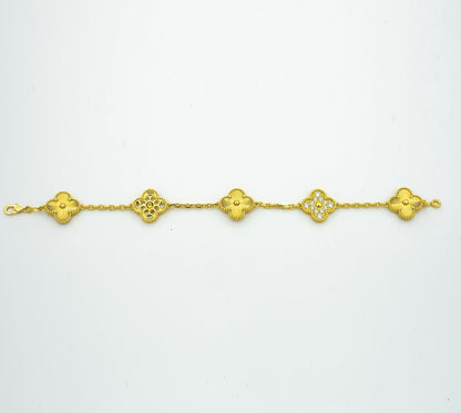 [OAK JURI]CLOVER BRACELET 5 MOTIFS GOLD DIAMOND