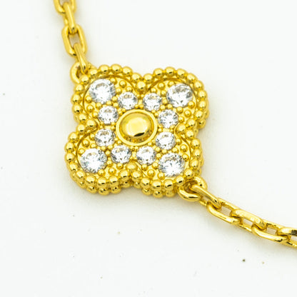 [OAK JURI]CLOVER BRACELET 5 MOTIFS GOLD DIAMOND
