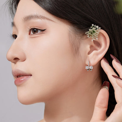 [OAK JURI]Exquisite Earrings With Heart-Shaped Bow Design