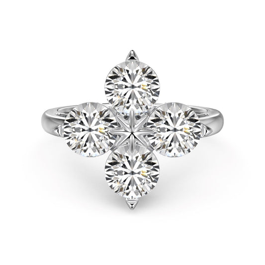 [OAK JURI]Four-Leaf Clover Eight-Pointed Star Ring