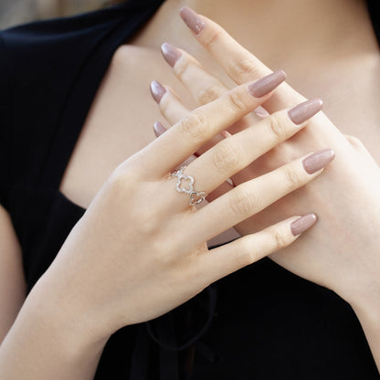 [OAK JURI]Hollow Design Four-Leaf Clover Flower Shape Ring