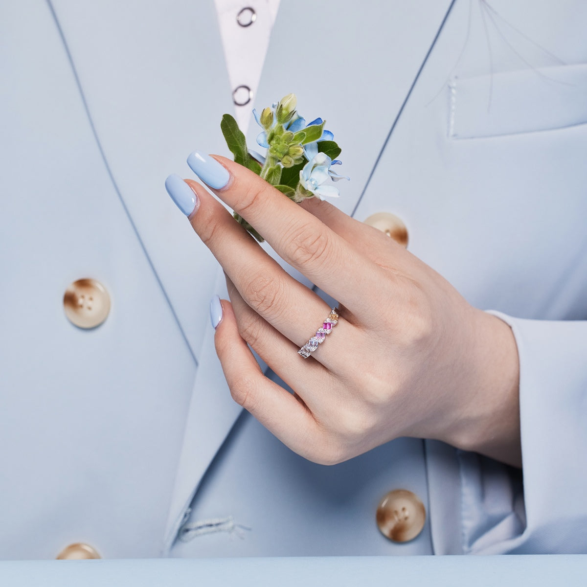[OAK JURI]Delicate Vibrant Emerald Cut Daily Ring