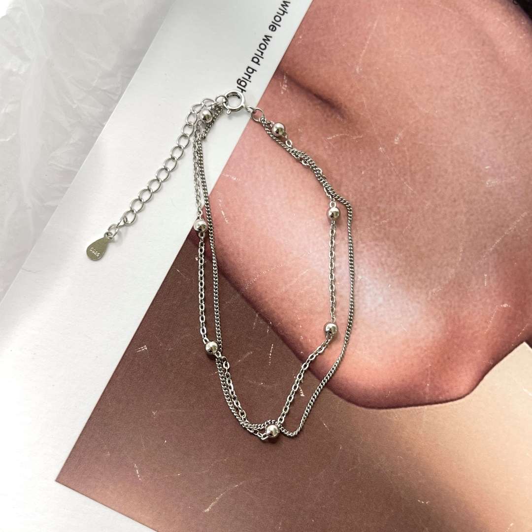 [OAK JURI]Delicate Bead Double Layer Bracelet