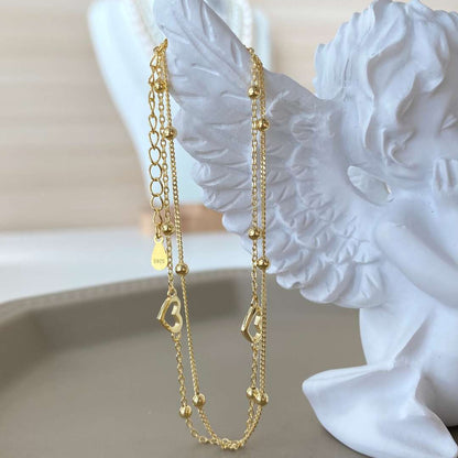 [OAK JURI]Dainty Double Layer Love Heart Bracelet
