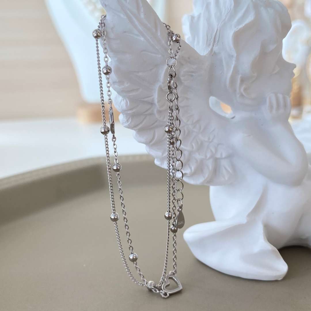 [OAK JURI]Dainty Double Layer Love Heart Bracelet