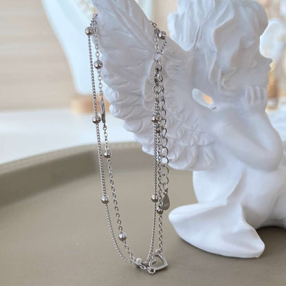[OAK JURI]Dainty Double Layer Love Heart Bracelet