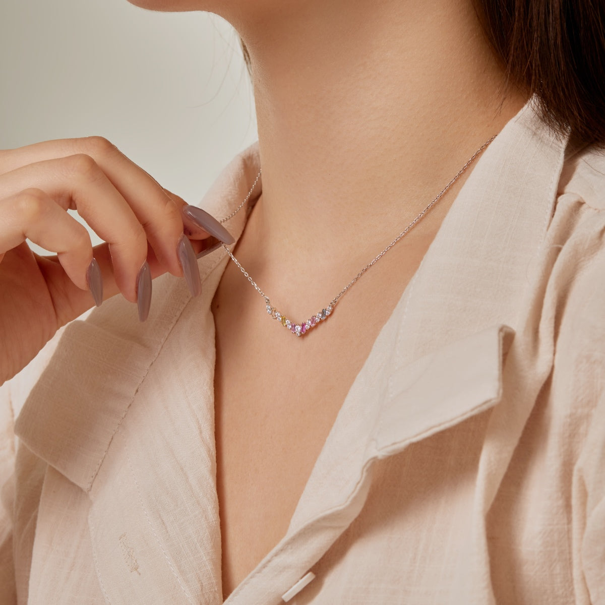 [OAK JURI]Dazzling Rainbow Necklace