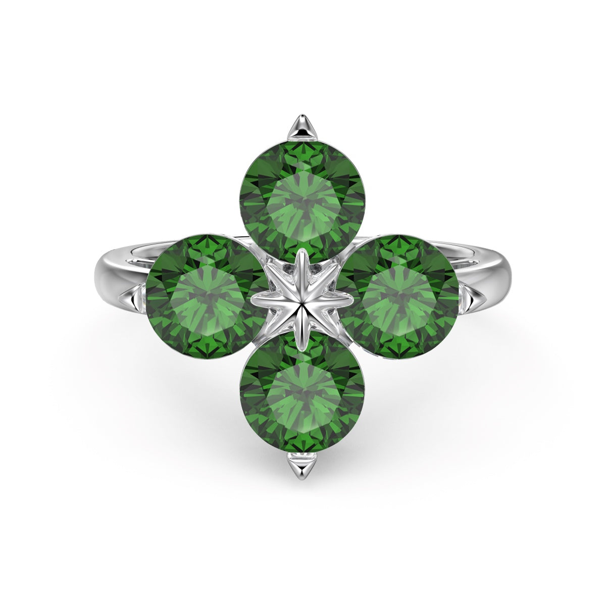 [OAK JURI]Four-Leaf Clover Eight-Pointed Star Ring