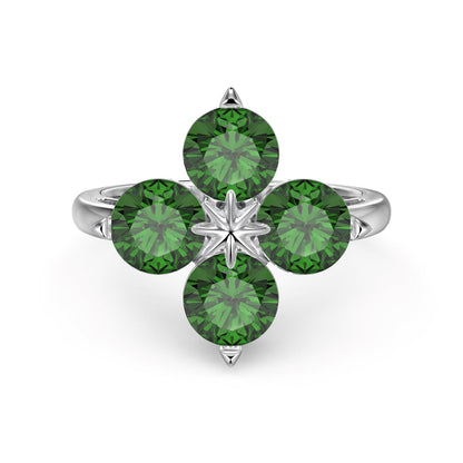 [OAK JURI]Four-Leaf Clover Eight-Pointed Star Ring