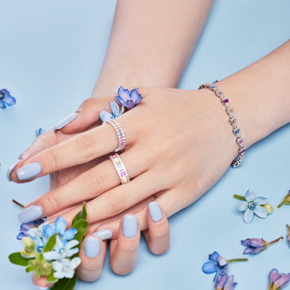 [OAK JURI]Dainty Kaleidoscopic Emerald Cut Daily Ring