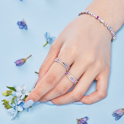 [OAK JURI]Dainty Kaleidoscopic Emerald Cut Daily Ring