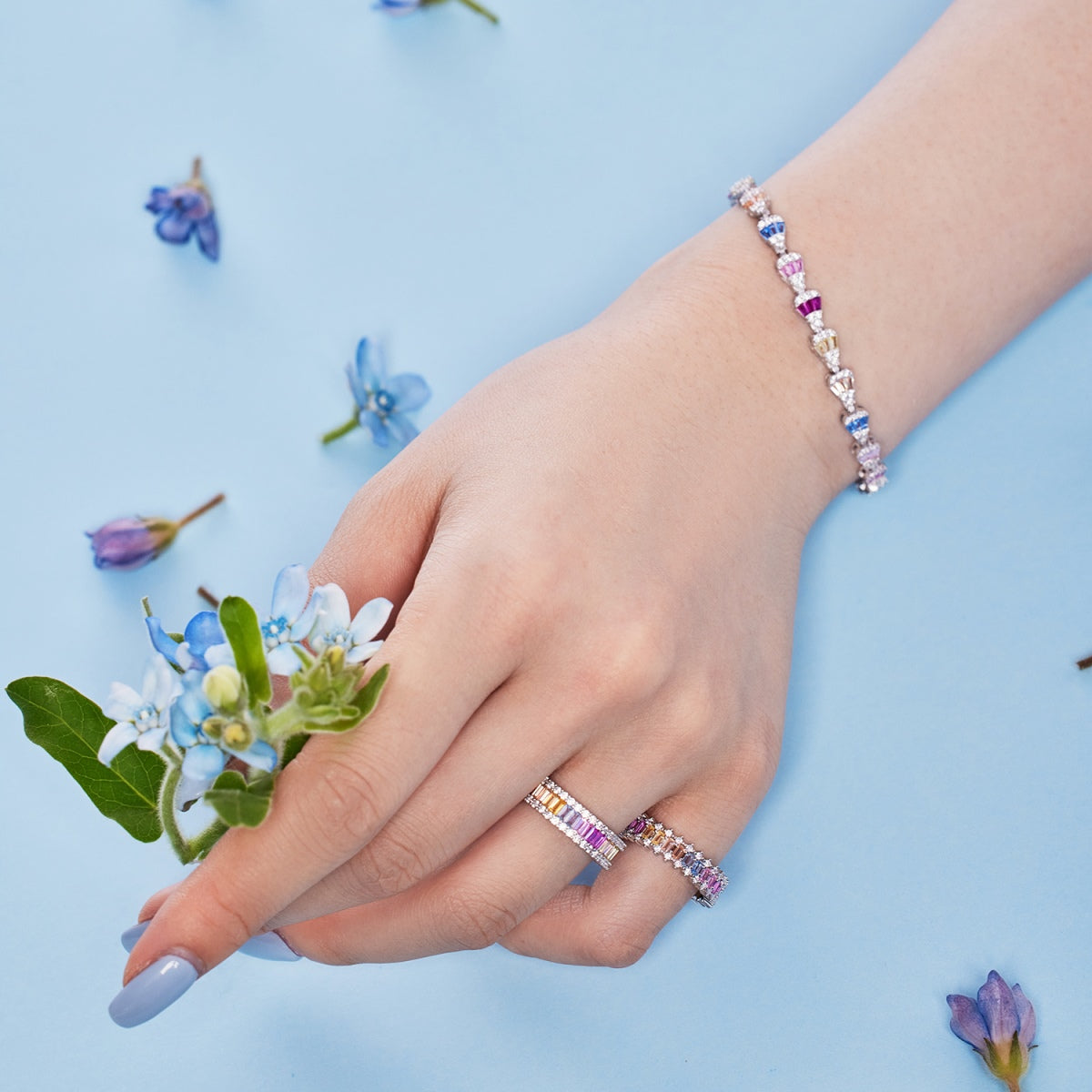 [OAK JURI]Dainty Kaleidoscopic Emerald Cut Daily Ring