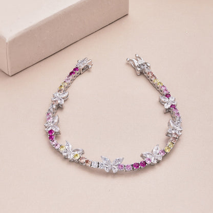 [OAK JURI]Ornate Colorful Butterfly Shape Round Cut Daily Bracelet
