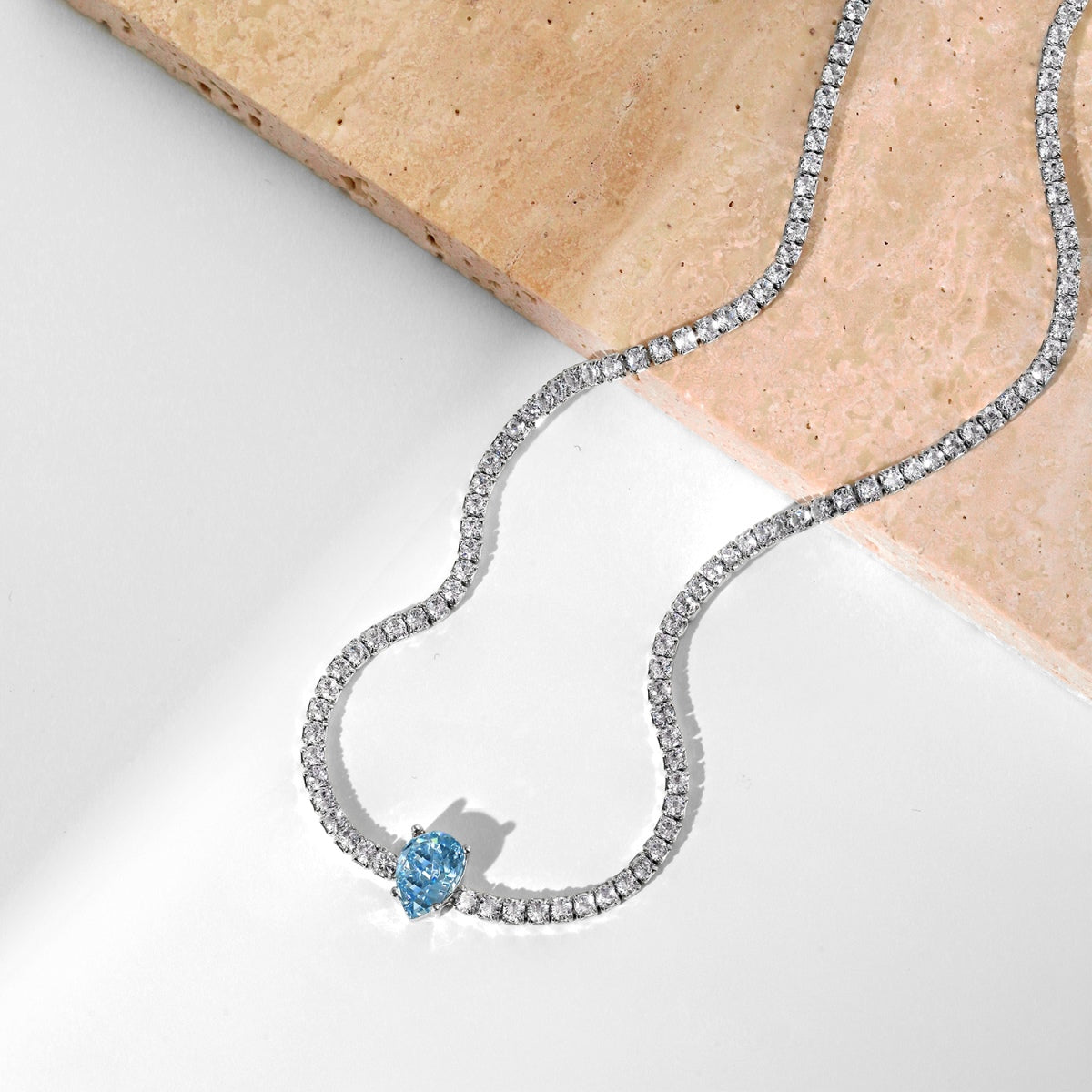 [OAK JURI]1.0 carat Unique Pear Cut Tennis Necklace