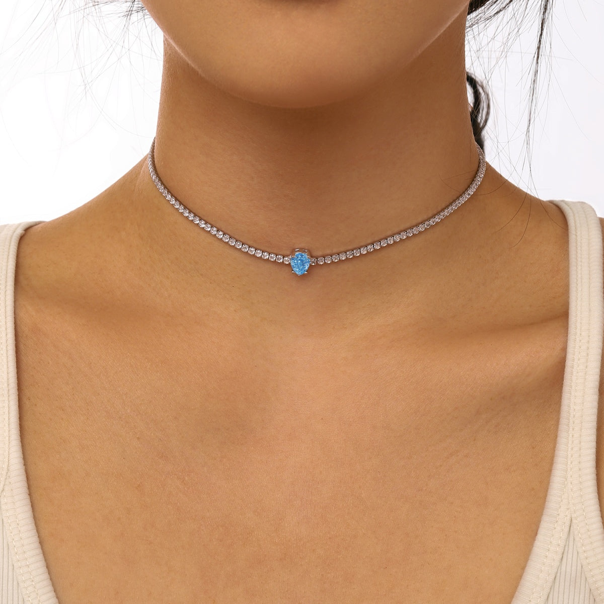 [OAK JURI]1.0 carat Unique Pear Cut Tennis Necklace