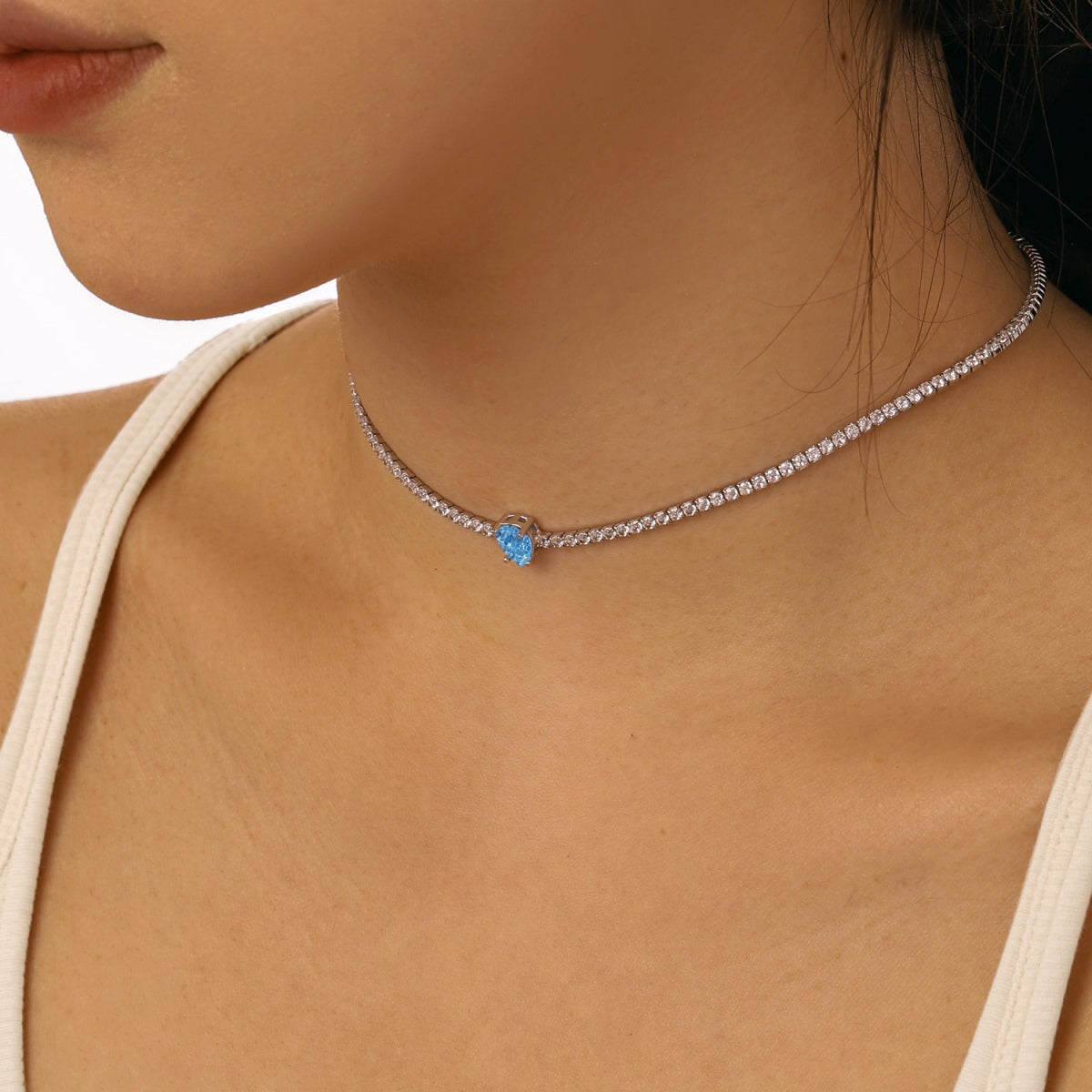 [OAK JURI]1.0 carat Unique Pear Cut Tennis Necklace