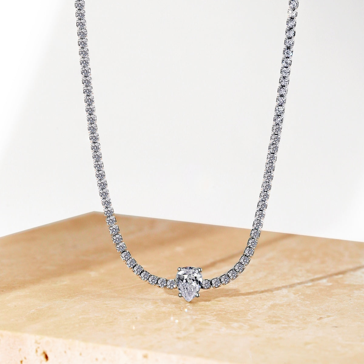 [OAK JURI]1.0 carat Unique Pear Cut Tennis Necklace