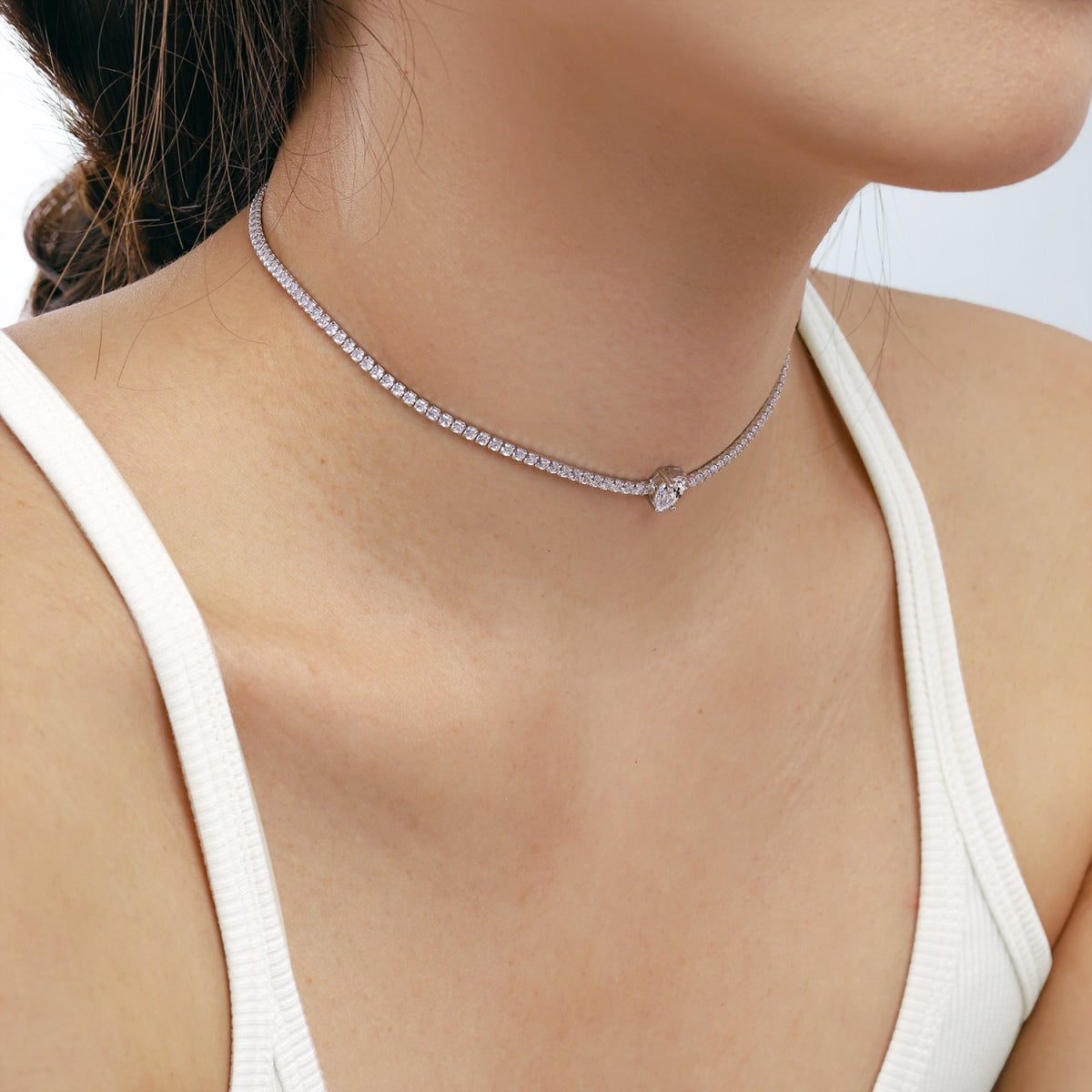 [OAK JURI]1.0 carat Unique Pear Cut Tennis Necklace