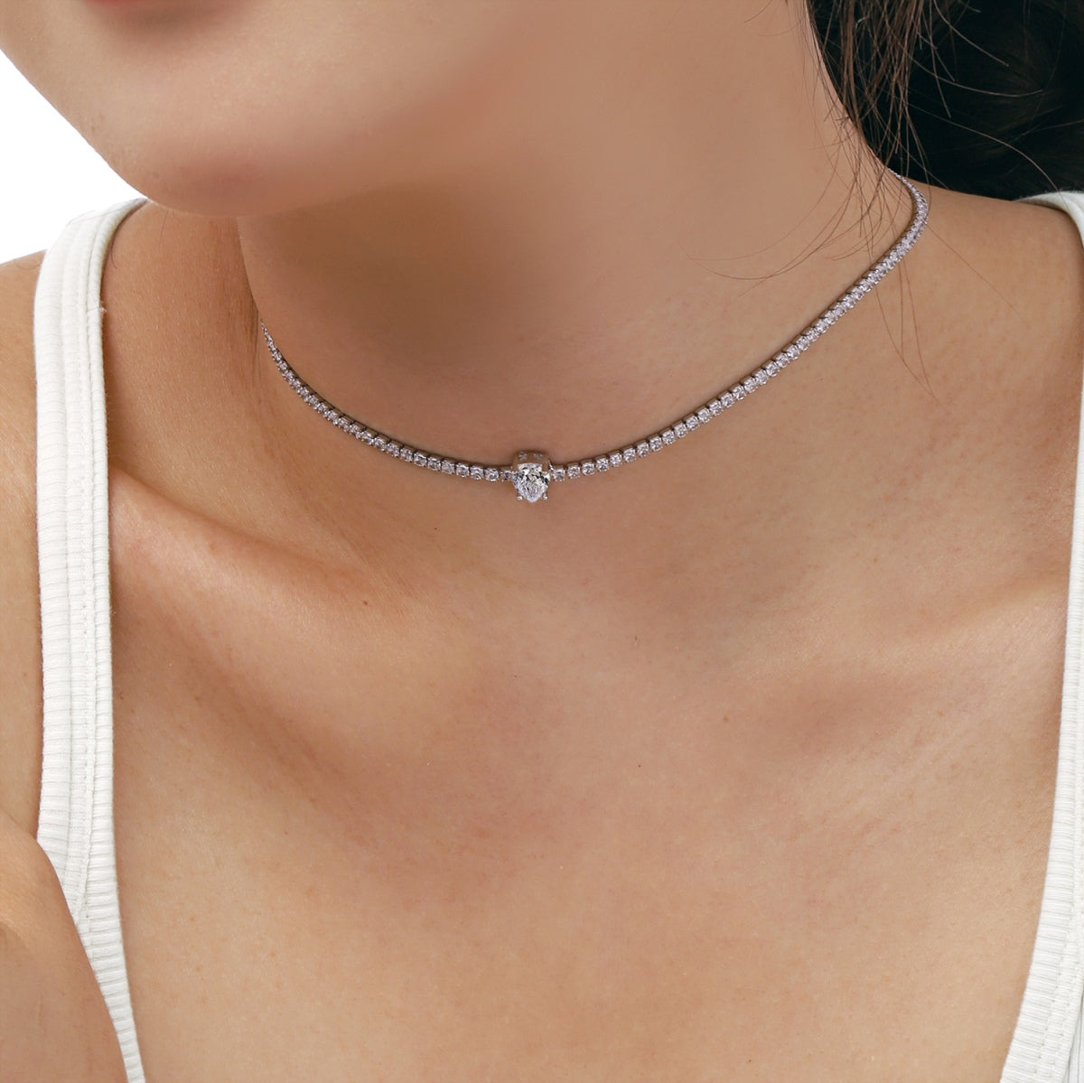 [OAK JURI]1.0 carat Unique Pear Cut Tennis Necklace