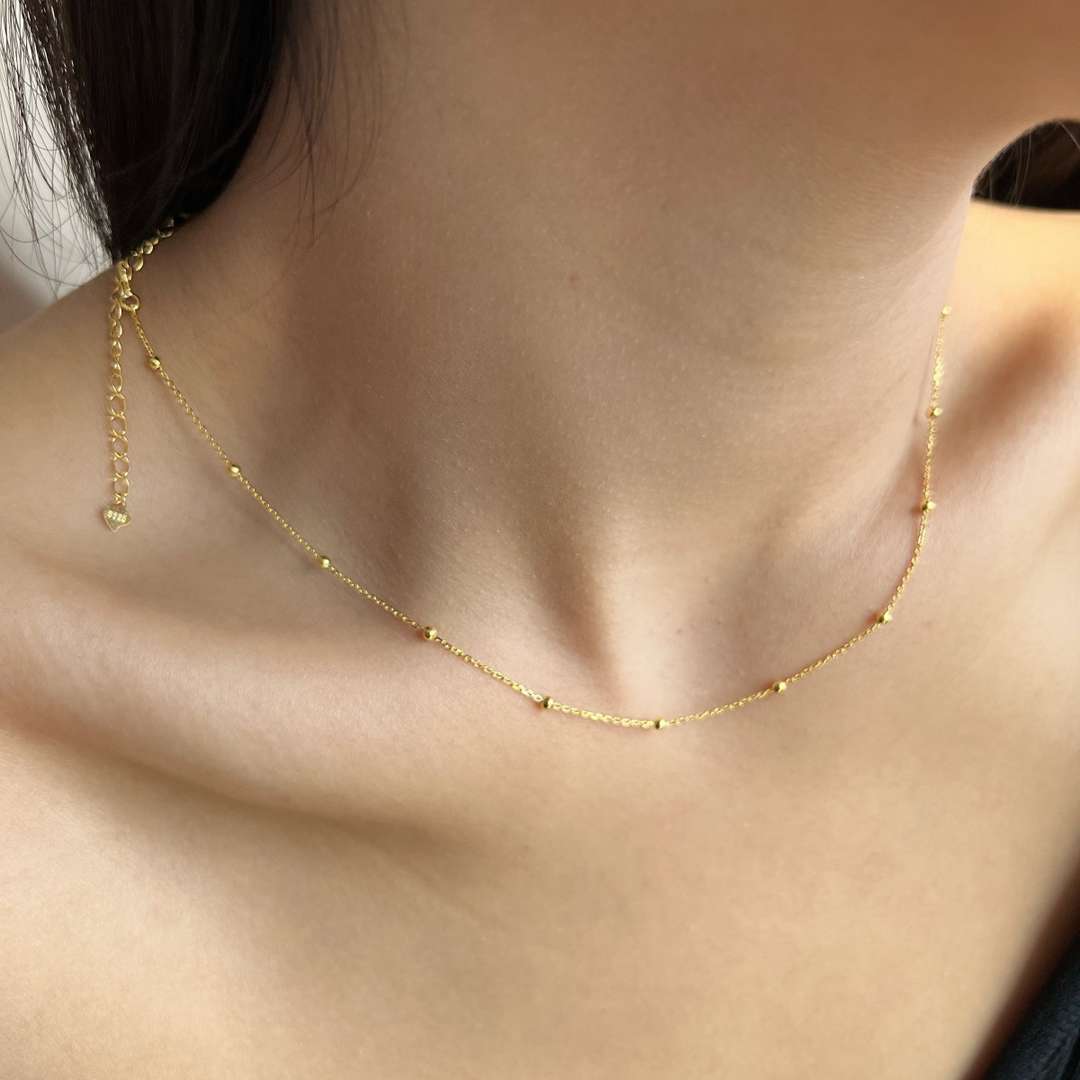 [OAK JURI]Small Bead Clavicle Chain Simple Necklace