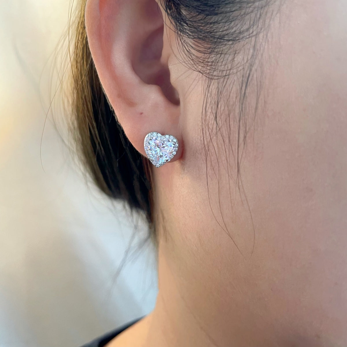 [OAK JURI]Sparkling Heart Shape Lover Earrings
