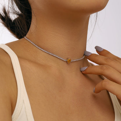 [OAK JURI]1.0 carat Unique Pear Cut Tennis Necklace