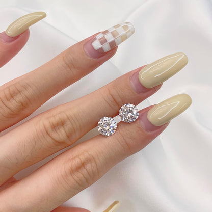 [OAK JURI]Stylish Shiny Round Center Stone Stud Earrings