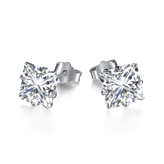 [OAK JURI]Stylish Shiny Square Center Stone Stud Earrings