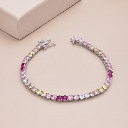 [OAK JURI]Radiant Colorful Round Cut Tennis Bracelet
