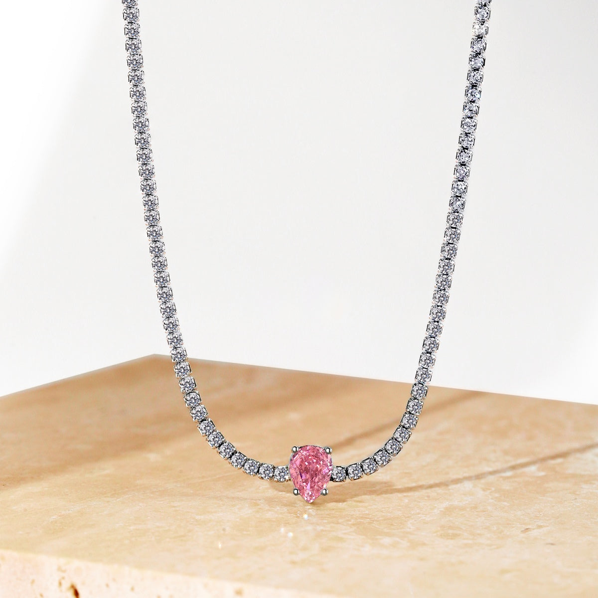[OAK JURI]1.0 carat Unique Pear Cut Tennis Necklace