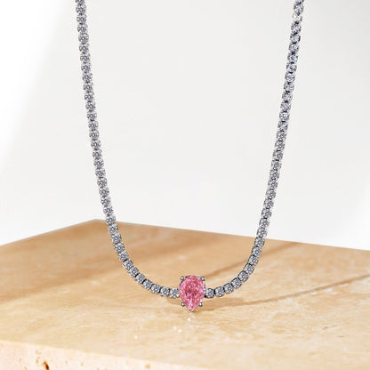 [OAK JURI]1.0 carat Unique Pear Cut Tennis Necklace