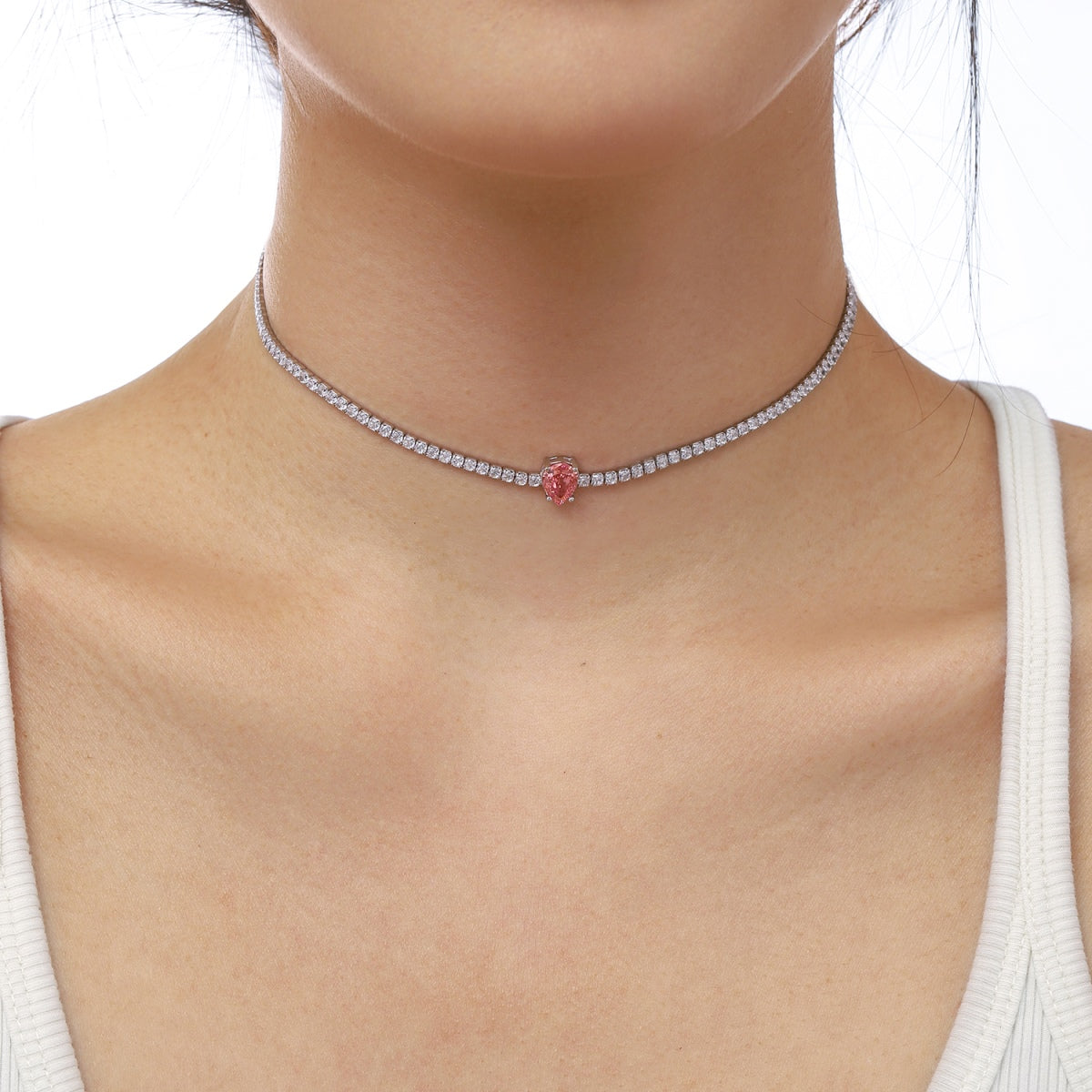 [OAK JURI]1.0 carat Unique Pear Cut Tennis Necklace