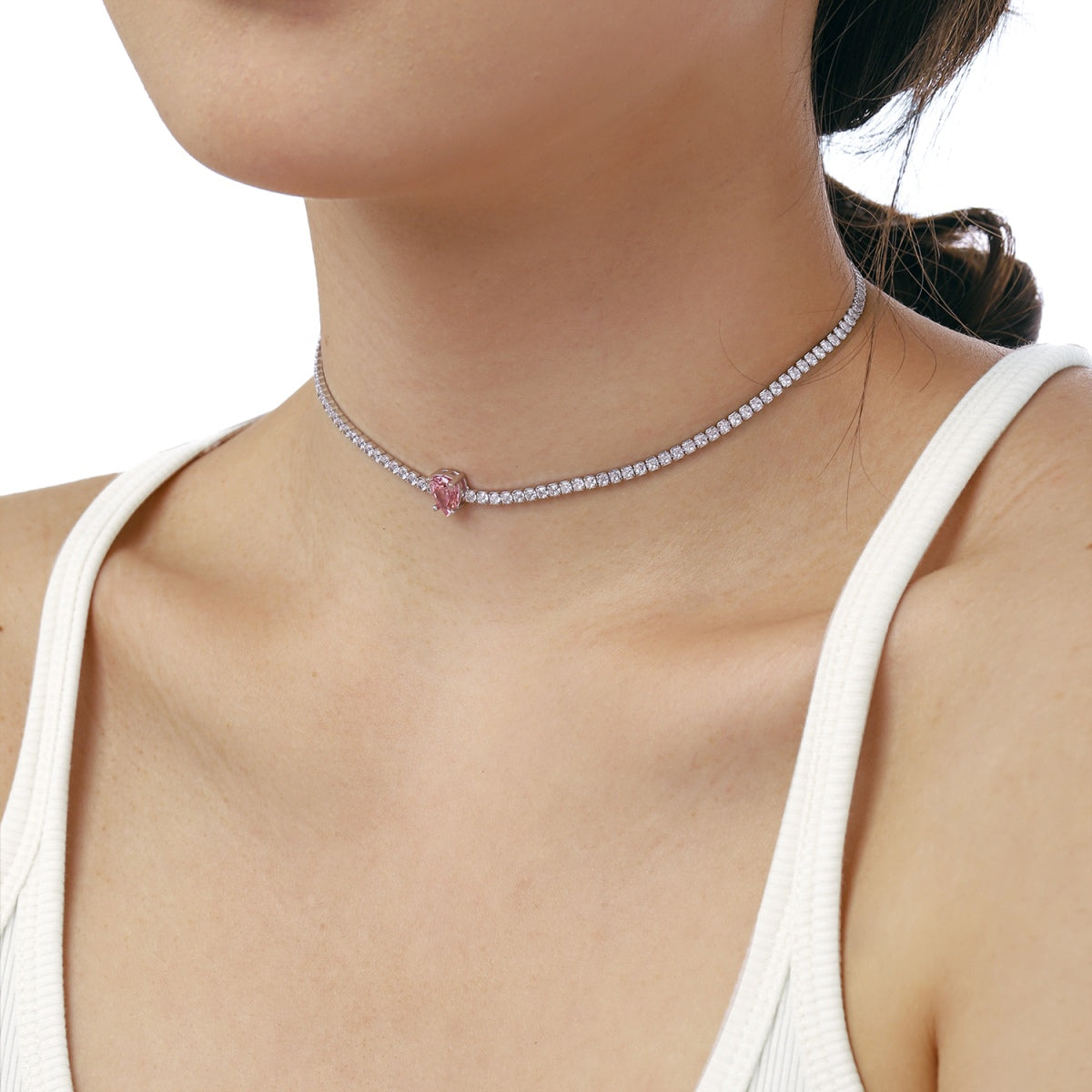 [OAK JURI]1.0 carat Unique Pear Cut Tennis Necklace