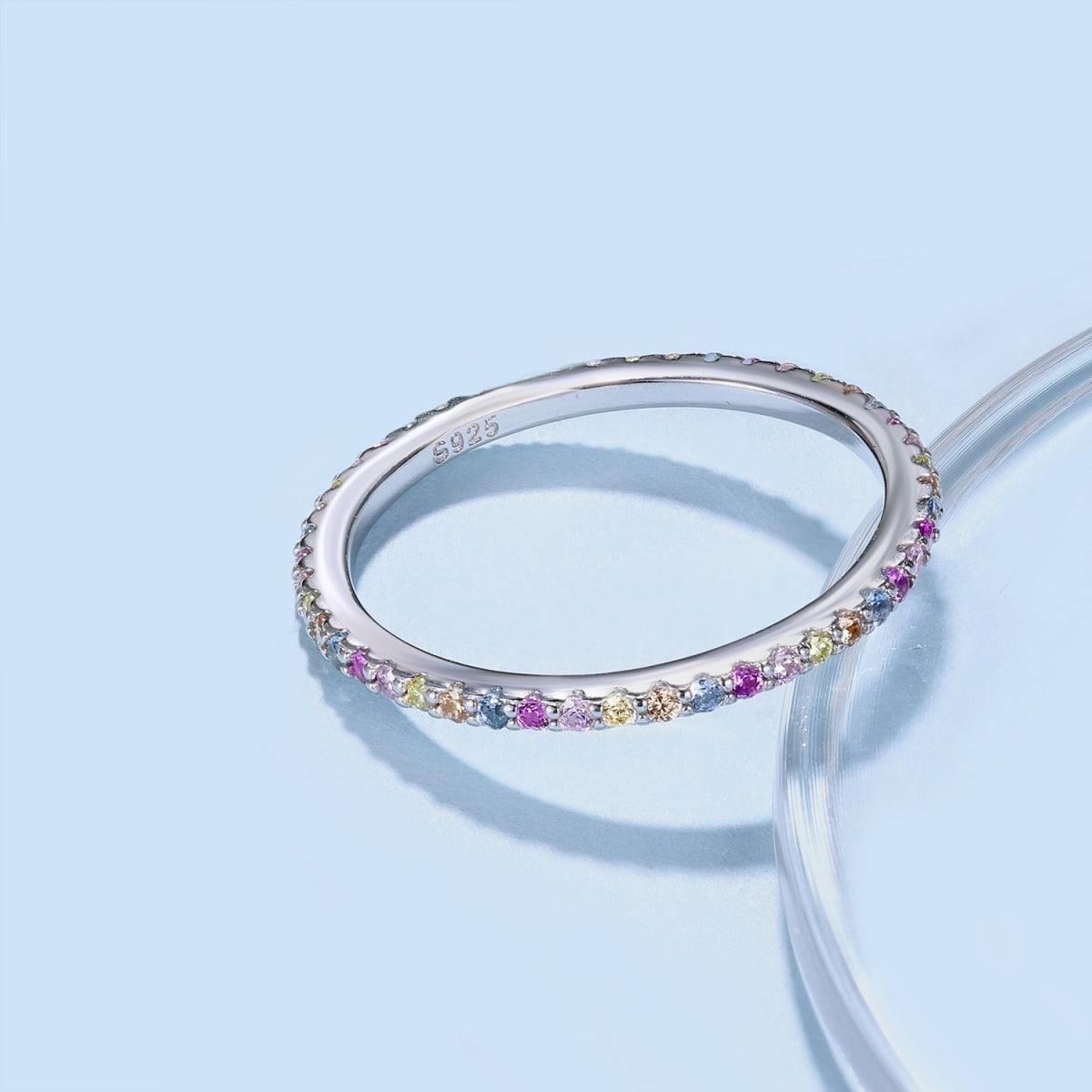 [OAK JURI]Ornate Colorful Round Cut Tennis Ring