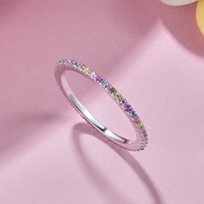 [OAK JURI]Ornate Colorful Round Cut Tennis Ring